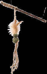 Hračka Magic Cat Natural Fun šidítko s přírodními pírky a provázky 25cm