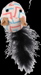 Hračka Magic Cat Rainbow Relax myš s pírkem a šantou kočičí bílá 5,5cm