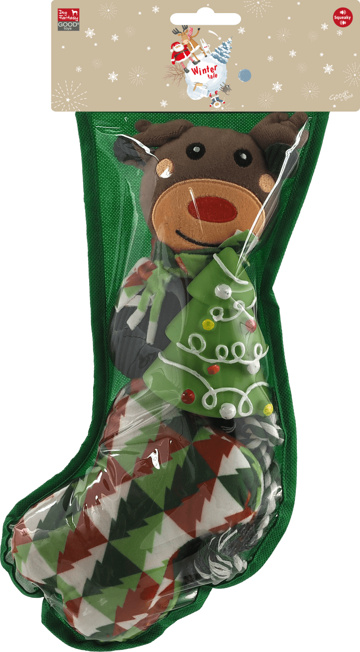 Hračka pro psy Dog Fantasy Winter Tale punčocha set 4 ks 37 cm