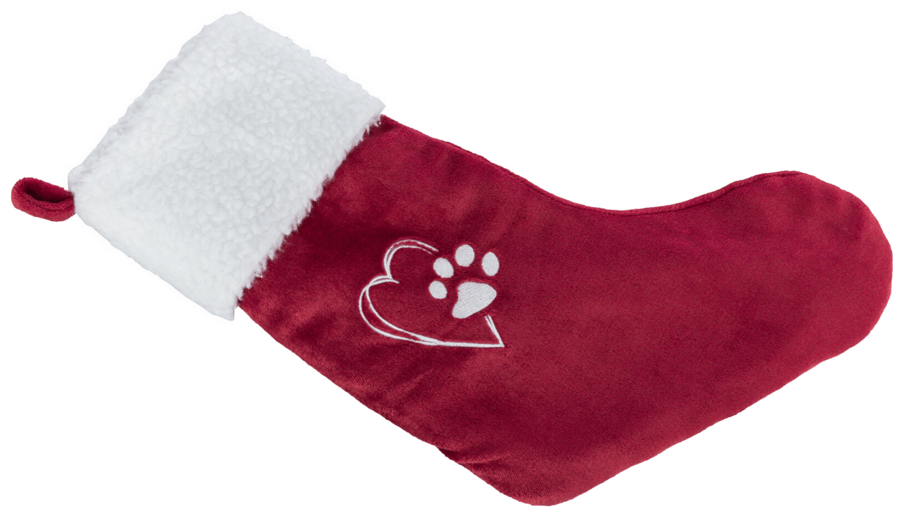 Hračka Xmas punčocha plyš 47cm červeno/bílá