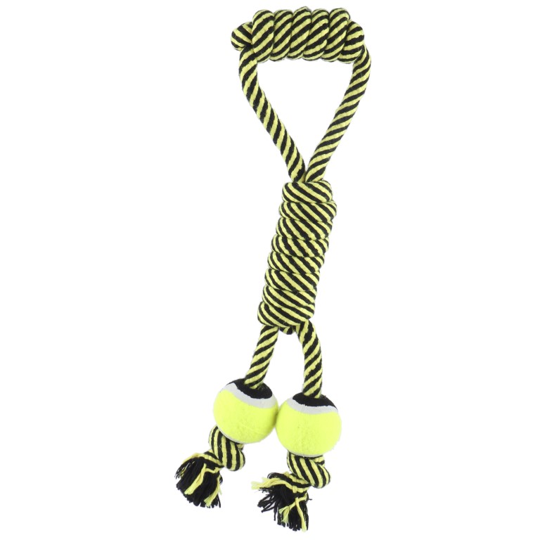 Huhubamboo hračka pro psy míč na šňůře žlutý 38cm