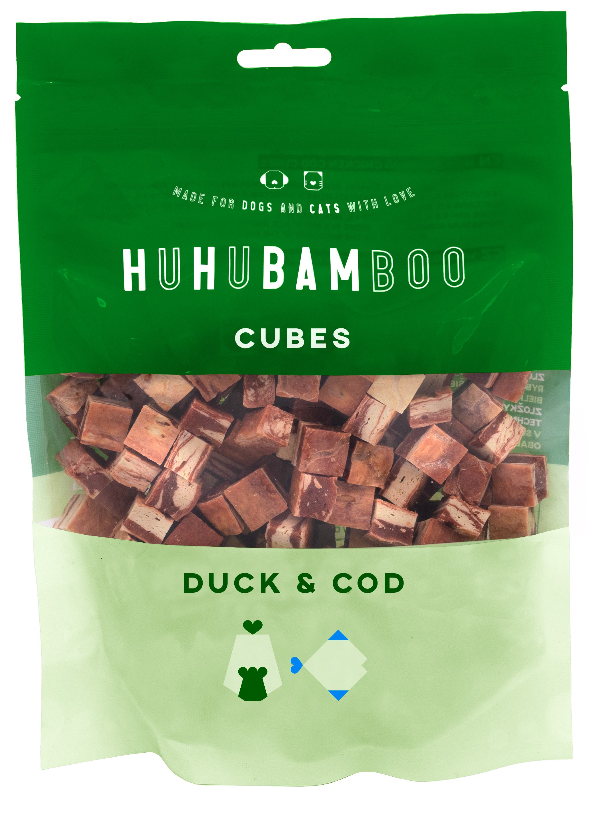 Huhubamboo kostky s kachním a treskou 250 g