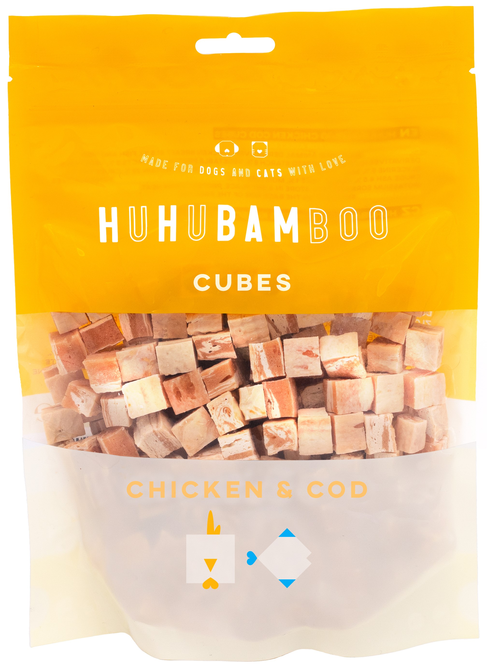 Huhubamboo kostky s kuřecím a treskou 250 g