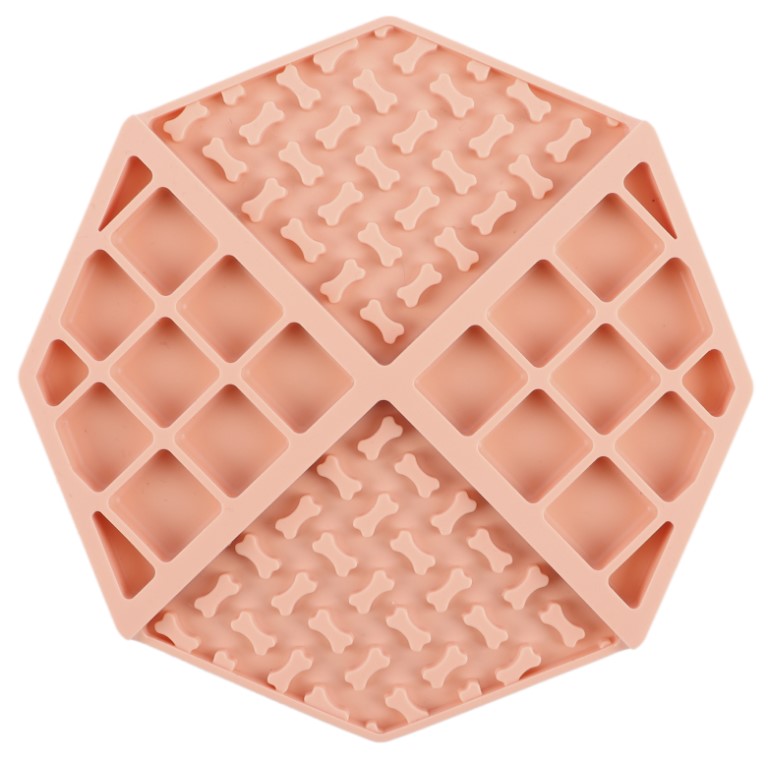 Huhubamboo lízací podložka růzový osmiúhelník 15x15 cm