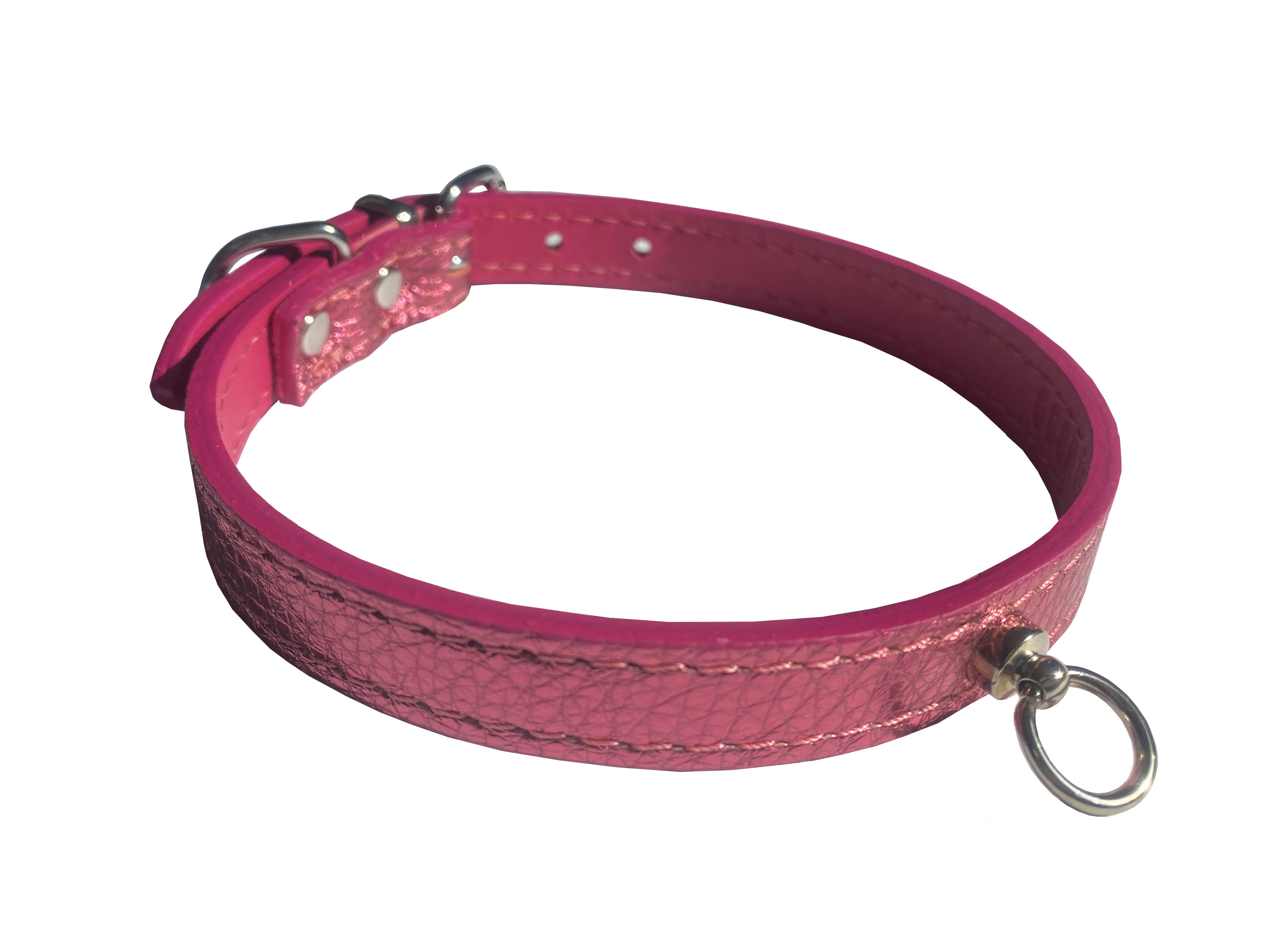 HUHUBAMBOO METAL obojek růžový L 1,6x31-37cm
