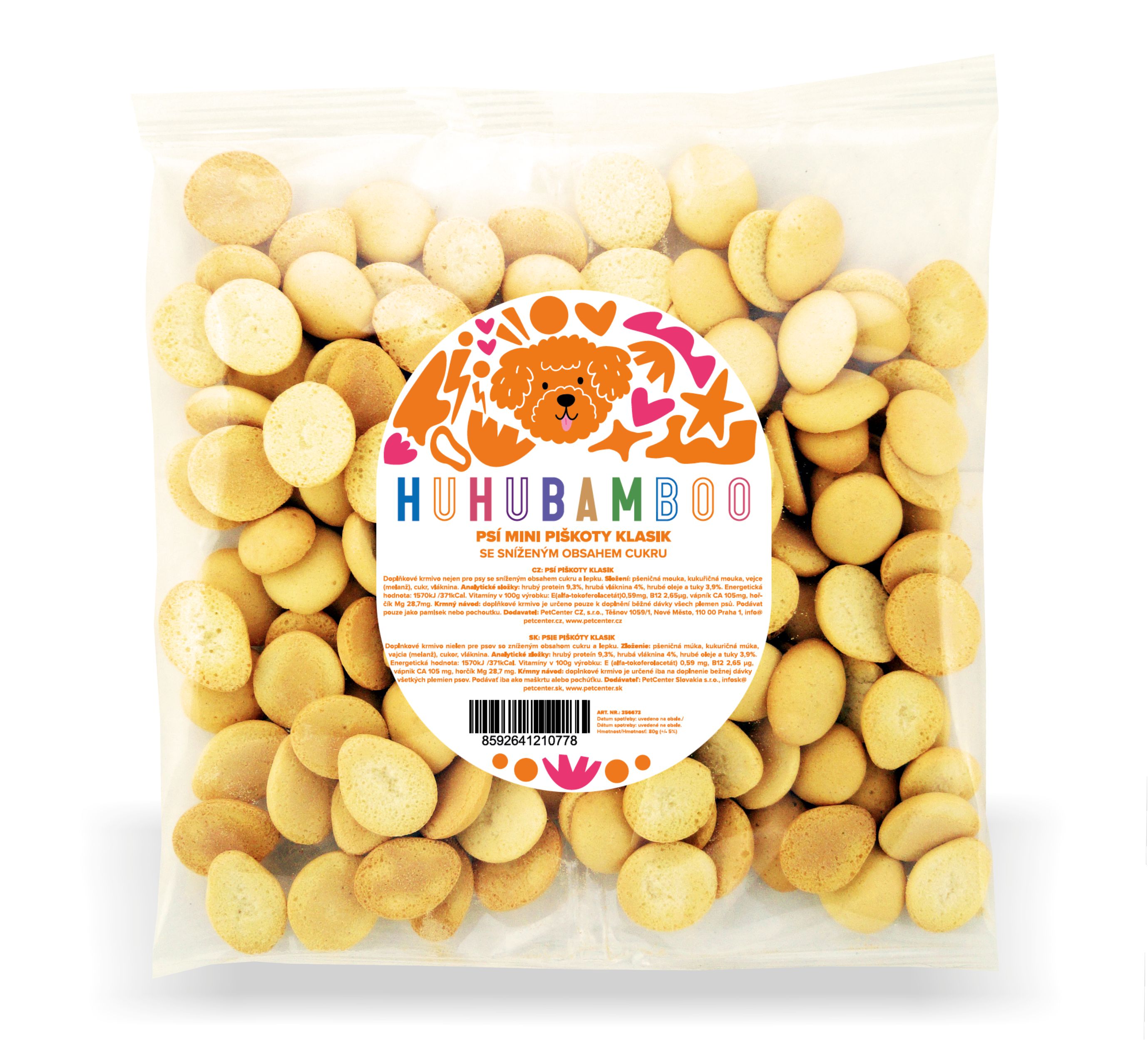 Huhubamboo MINI piškoty pro psy KLASIK 80 g