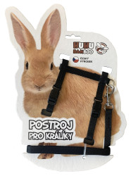 Huhubamboo set postroje a vodítka pro králíka – černý