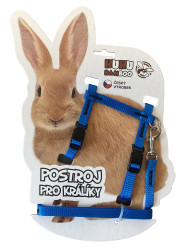 Huhubamboo set postroje a vodítka pro králíka – modrý