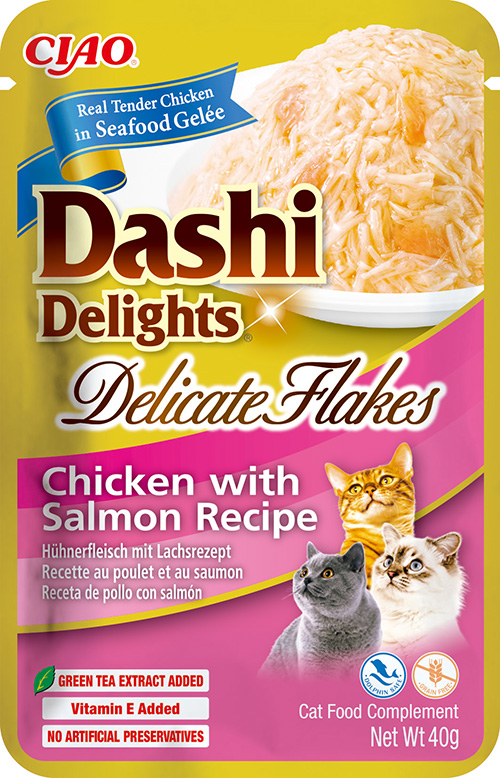 Inaba Kapsička Dashi Cat Delights Delicate Flakes kuře s lososem 40g