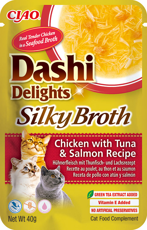 Inaba Kapsička Dashi Cat Delights Silky Broth kuře s tuňákem a lososem 40g
