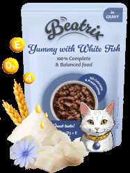 Kapsička Beatrix Adult Cat s bílou rybou 85g