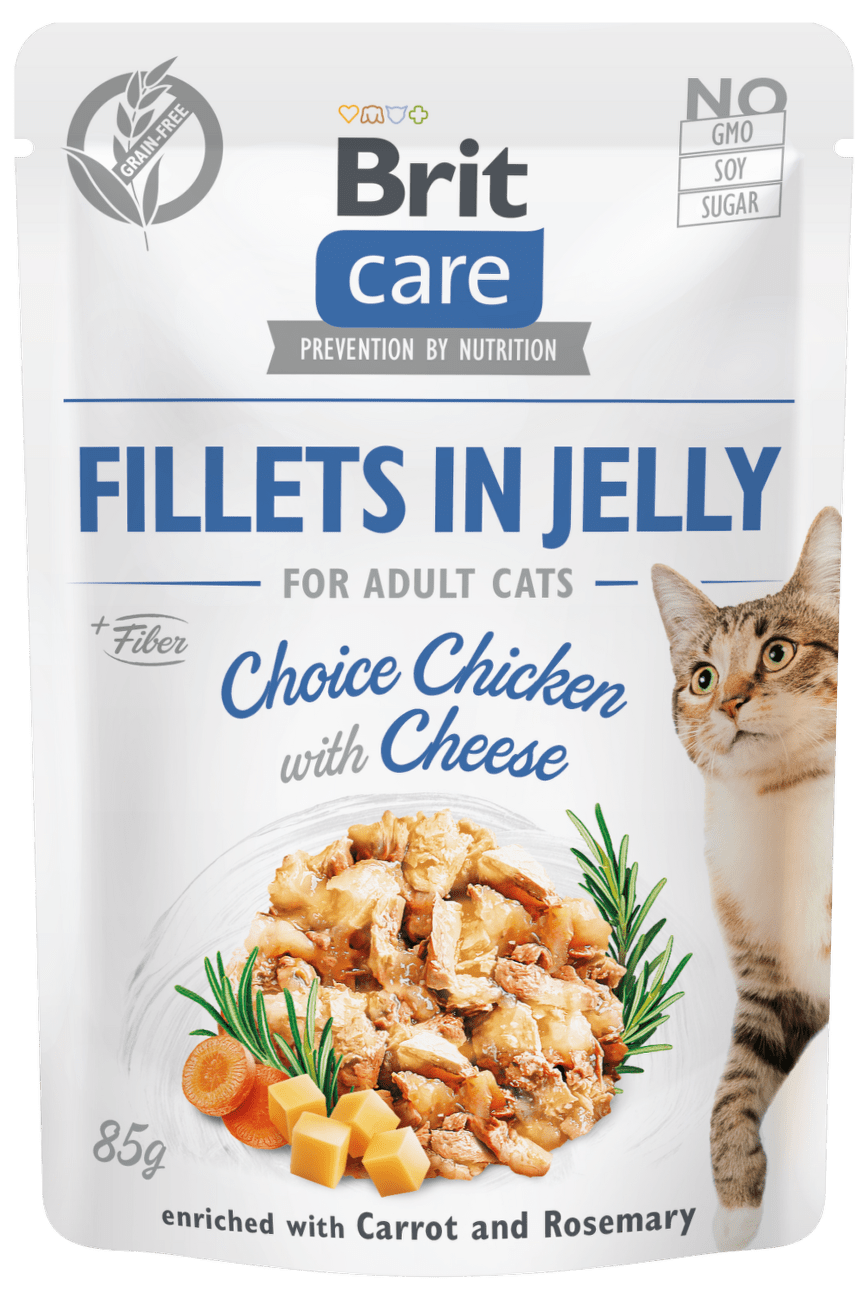 Kapsička Brit Care Cat Fillets in Jelly Choice Chicken with Cheese 85g