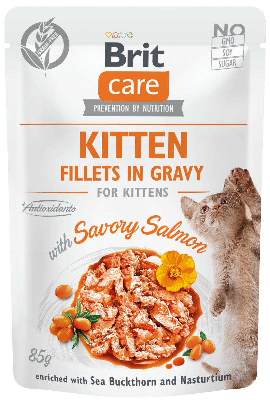 Kapsička Brit Care Cat Kitten Fillets in Gravy with Savory Salmon 85g