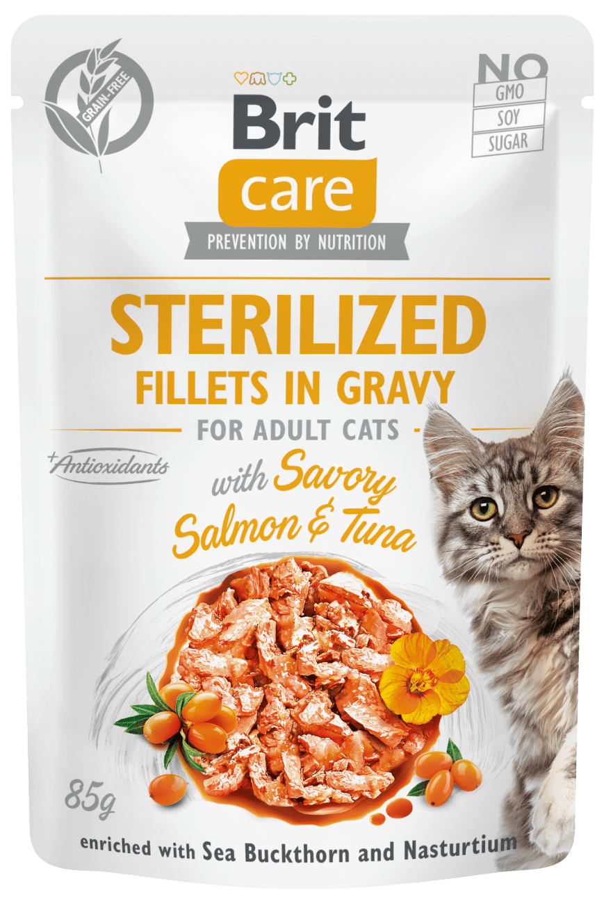 Kapsička Brit Care Cat Sterilized Fillets in Gravy with Savory Salmon&Tuna 85g