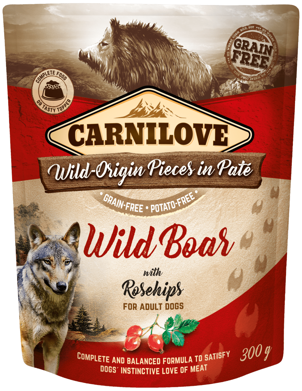 Kapsička Carnilove Dog Pouch Paté divočák se šípky 300g