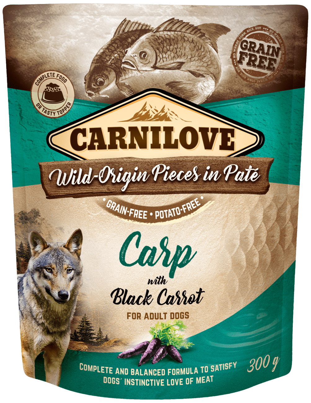 Kapsička Carnilove Dog Pouch Paté kapr s černou mrkví 300g