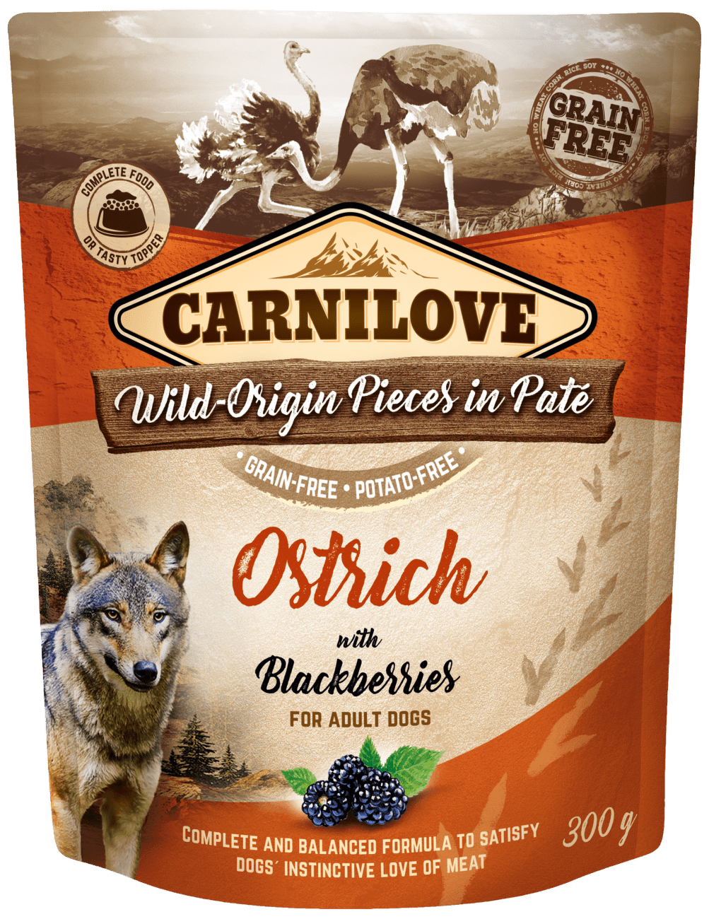 Kapsička Carnilove Dog Pouch Paté pštros a ostružiny 300g