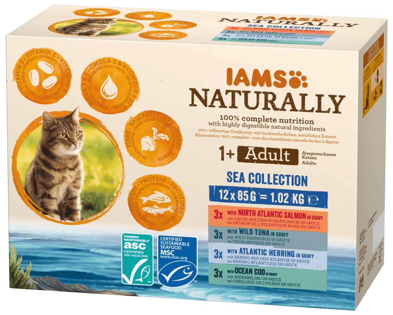 Kapsička IAMS Naturally mořské maso v omáčce multipack 12x85g