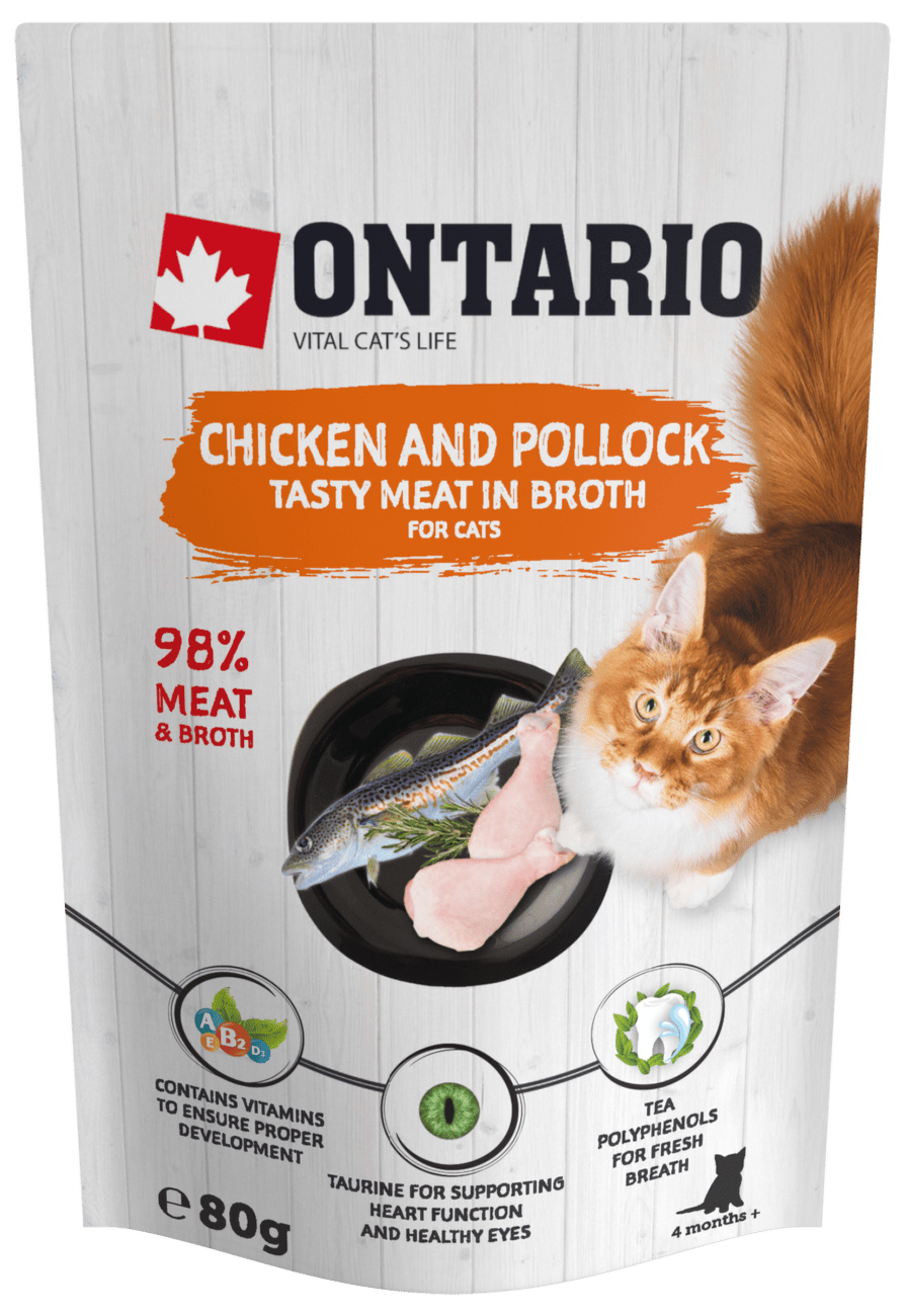 Kapsička Ontario Chicken and Pollock in Broth 80g