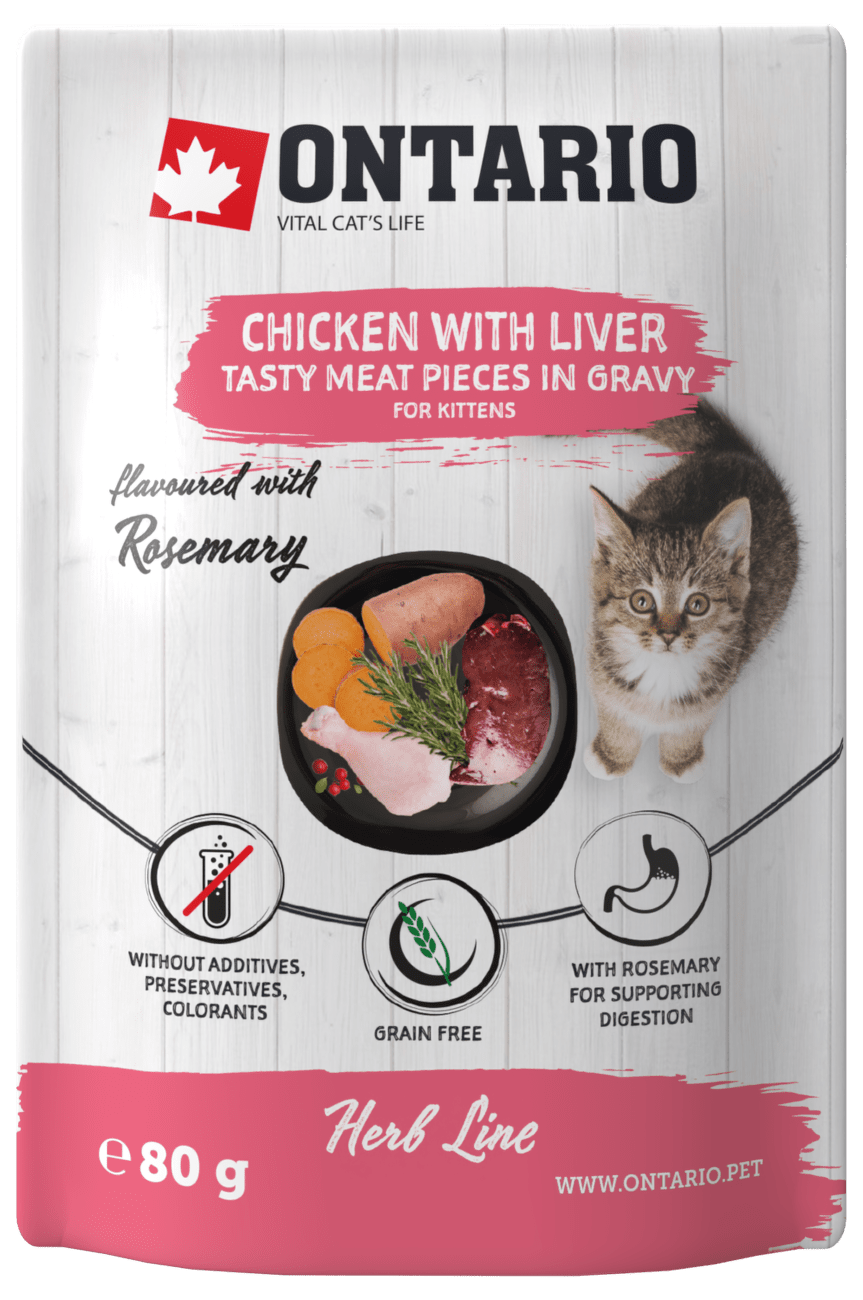 Kapsička Ontario Herb Kitten Chicken with Liver 80g
