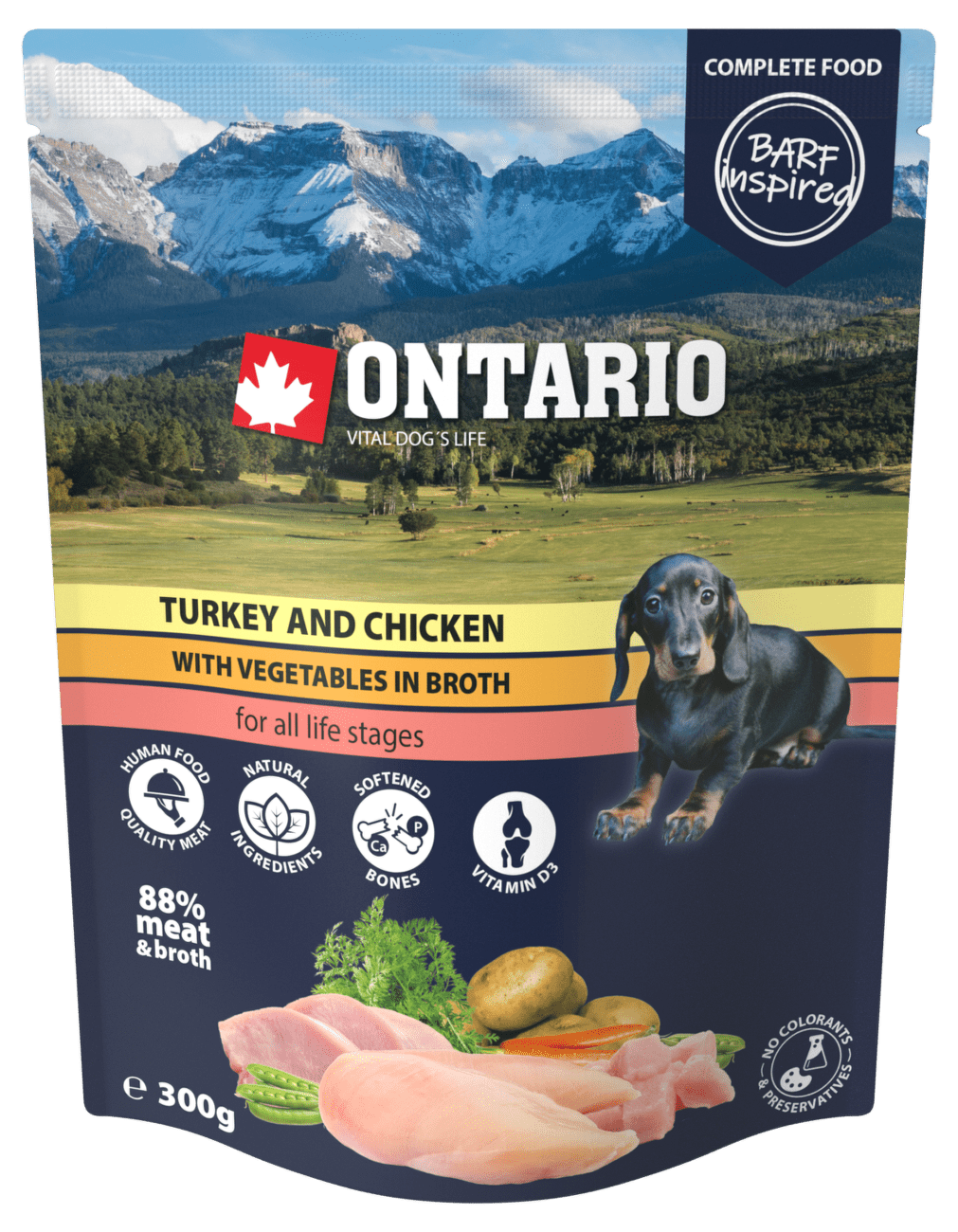 Kapsička Ontario krůta+kuře se zeleninou ve vývaru 300g