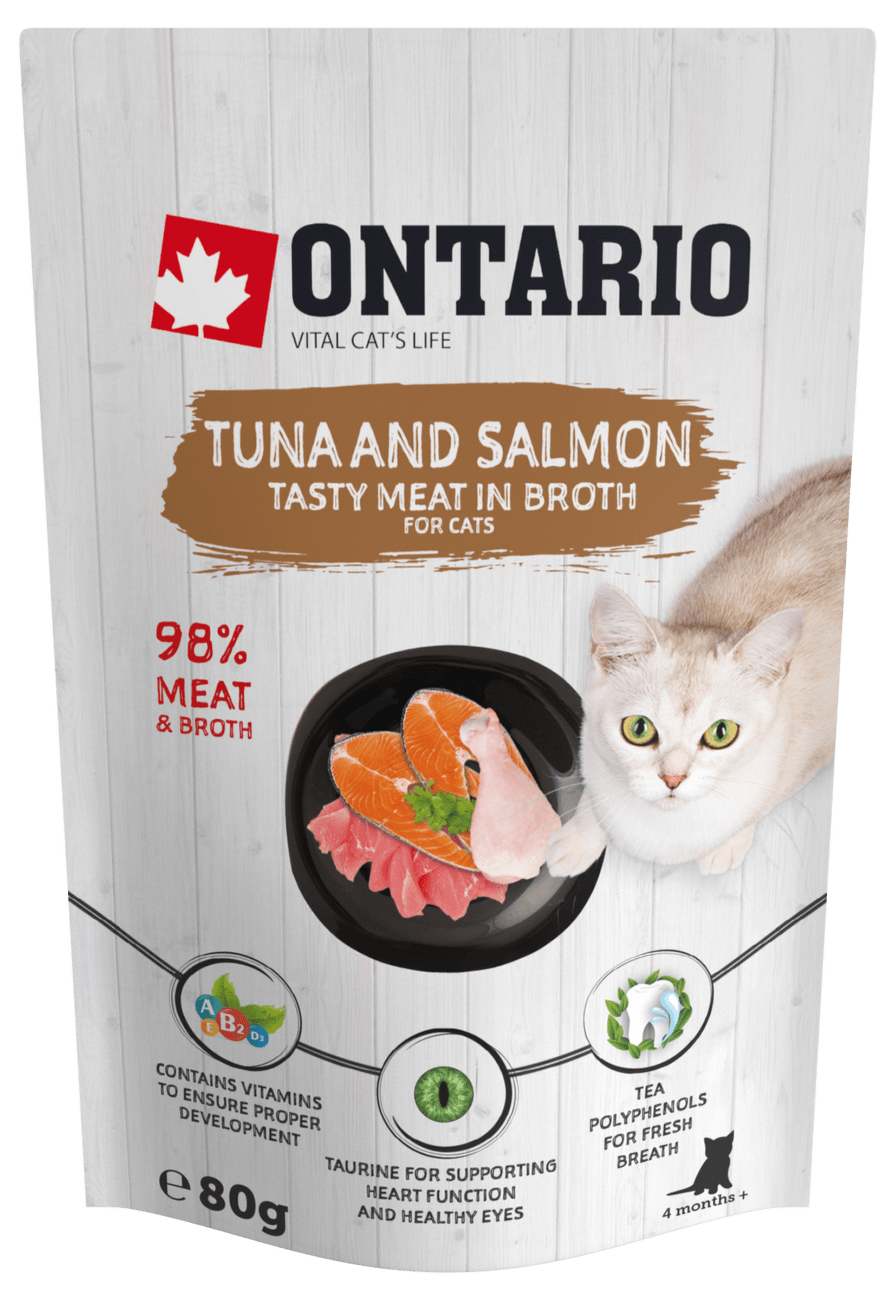 Kapsička Ontario Tuna and Salmon in Broth 80g