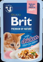 Kapsička pro koťata Brit Premium by Nature Delicate Fillets in Gravy kuře 85g