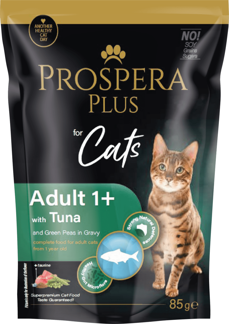Kapsička Prospera Plus Cat Adult 1+ tuňák se zeleným hráškem 85g