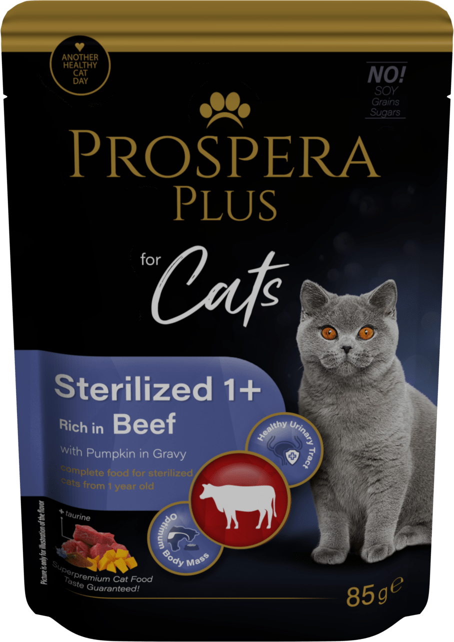 Kapsička Prospera Plus Cat Sterilised 1+ hovězí a dýně 85g