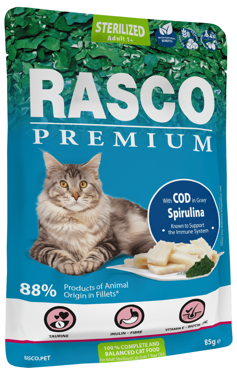 Kapsička Rasco Premium Cat Adult Sterilized Cod in Gravy 85g