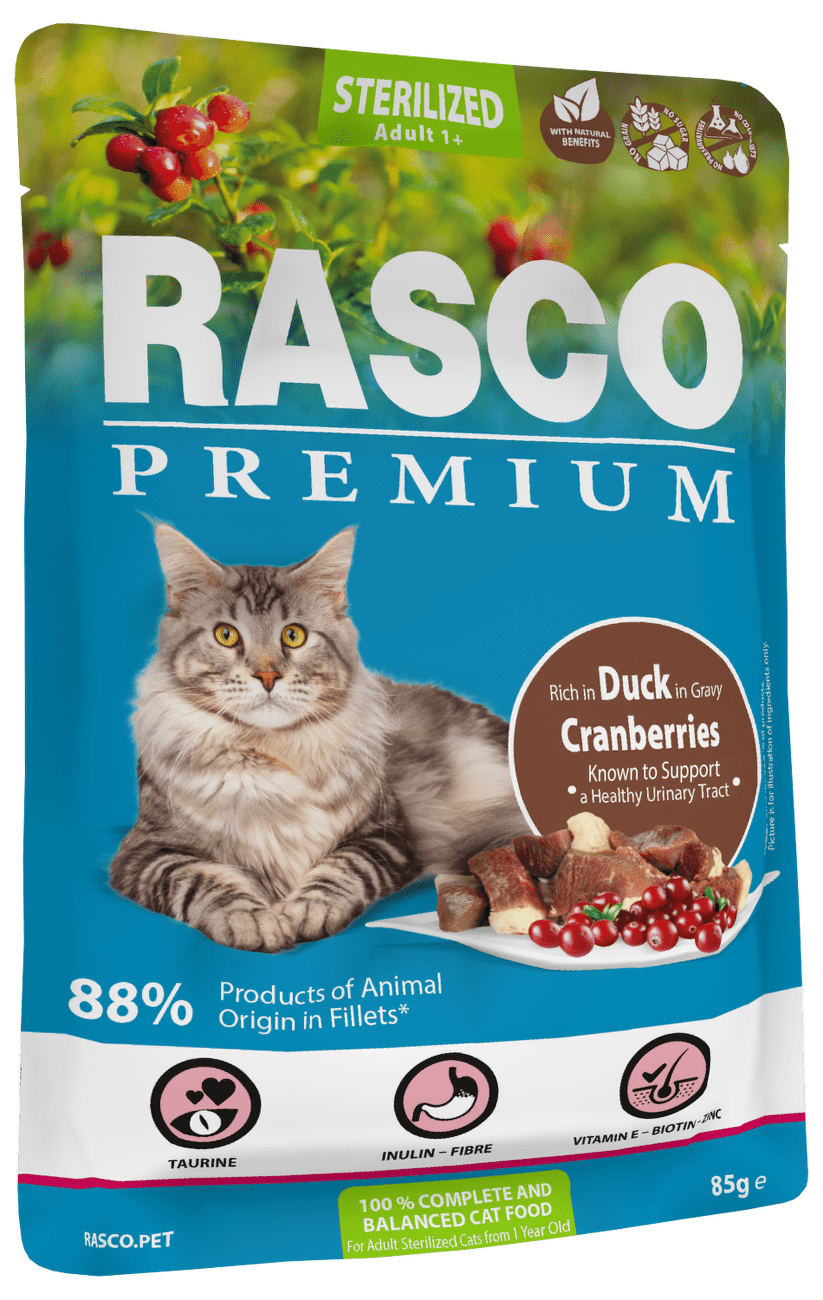 Kapsička Rasco Premium Cat Adult Sterilized Duck in Gravy 85g