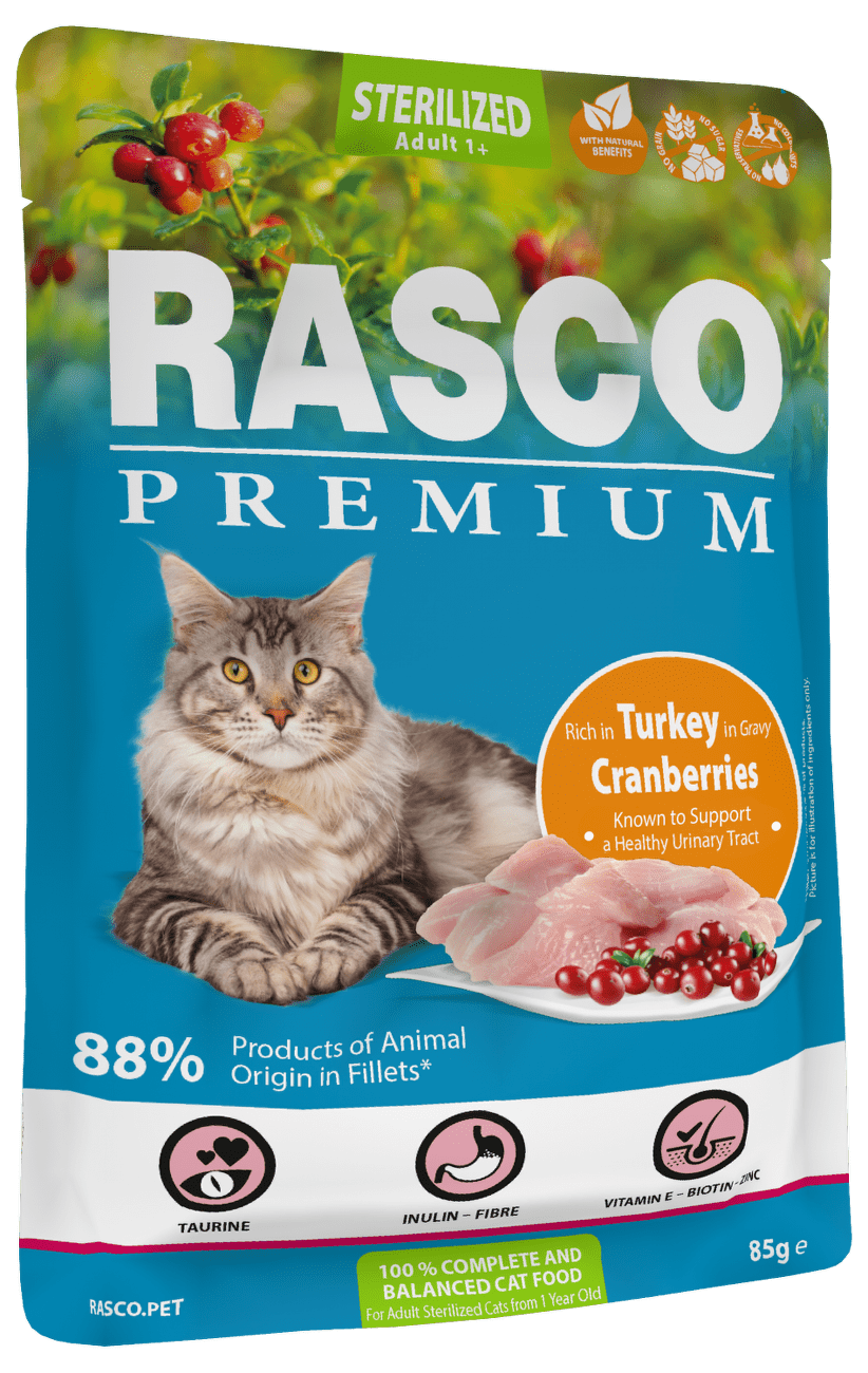 Kapsička Rasco Premium Cat Adult Sterilized Turkey in Gravy 85g