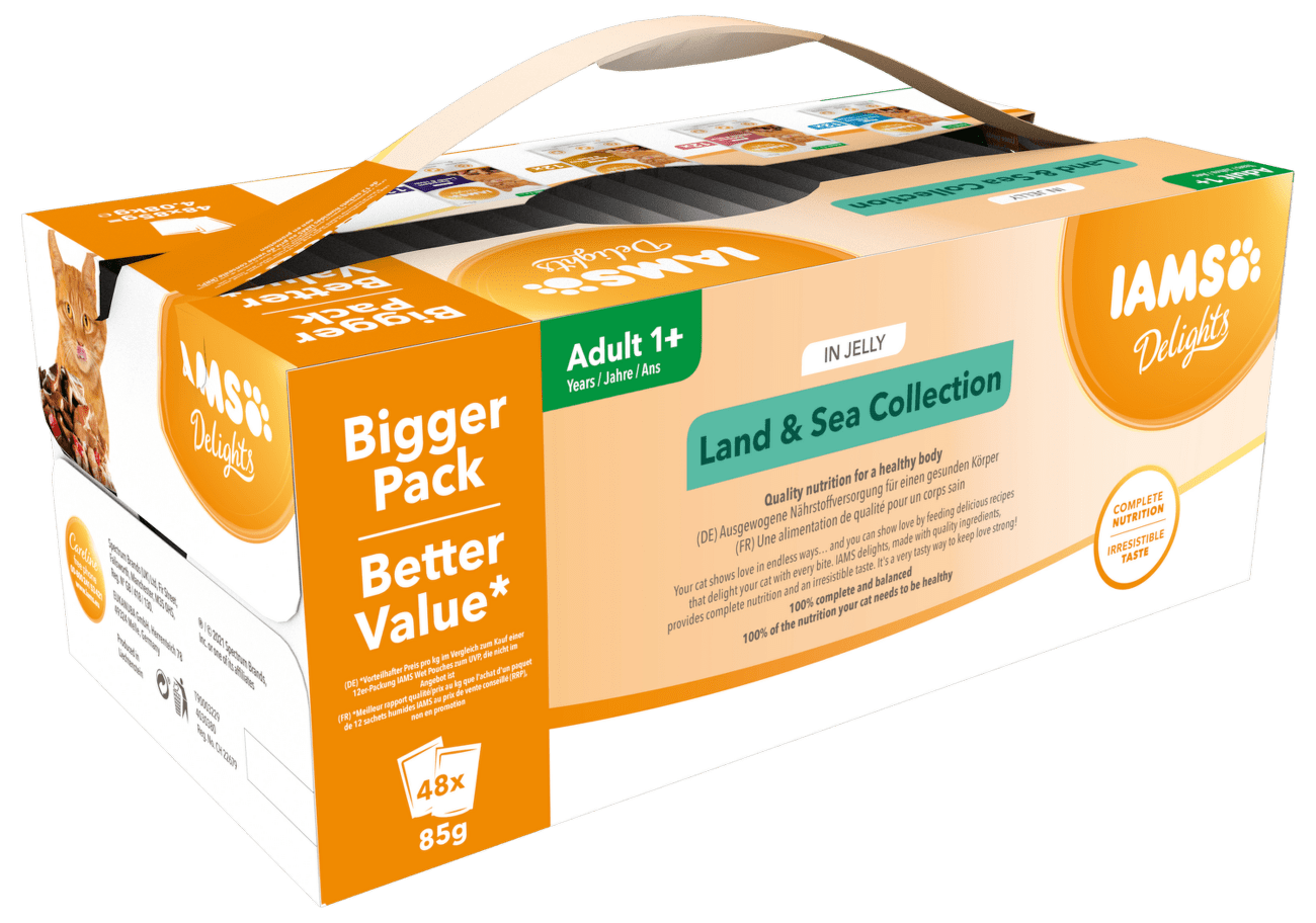 Kapsičky IAMS výběr z mořských a suchozemských mas v želé multipack (48x85g) 4080g