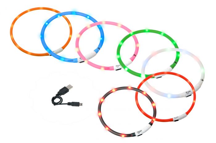 Karlie svítící LED obojek pro psy 70 cm červený