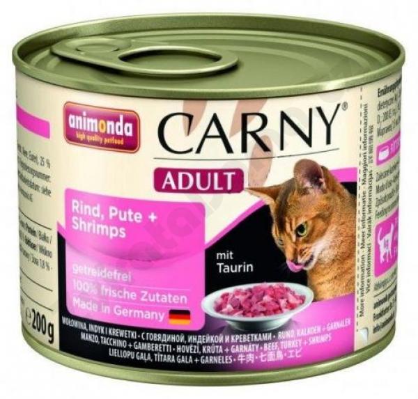 Konzerva Animonda Carny Adult hovězí + krůta + garnáty 200 g