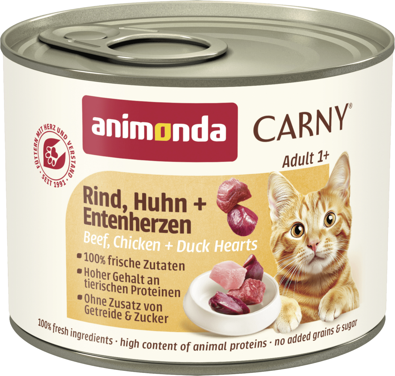 Konzerva Animonda Carny Adult hovězí + kuřecí + kachní srdíčka 200g