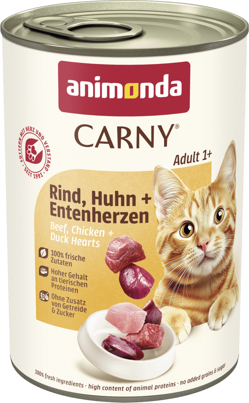 Konzerva ANIMONDA Carny Adult hovězí + kuřecí + kachní srdíčka 400g