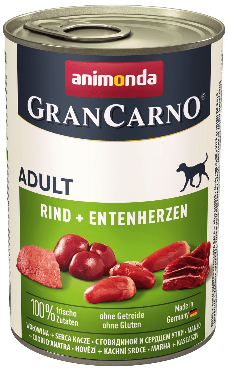 Konzerva Animonda Gran Carno Adult hovězí maso a kachní srdce 400g