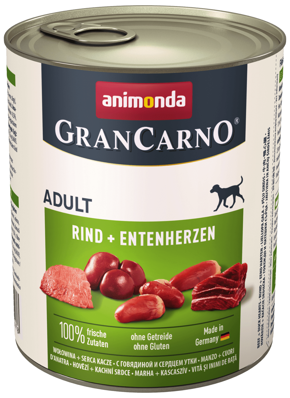 Konzerva Animonda Gran Carno Adult hovězí maso a kachní srdce 800g