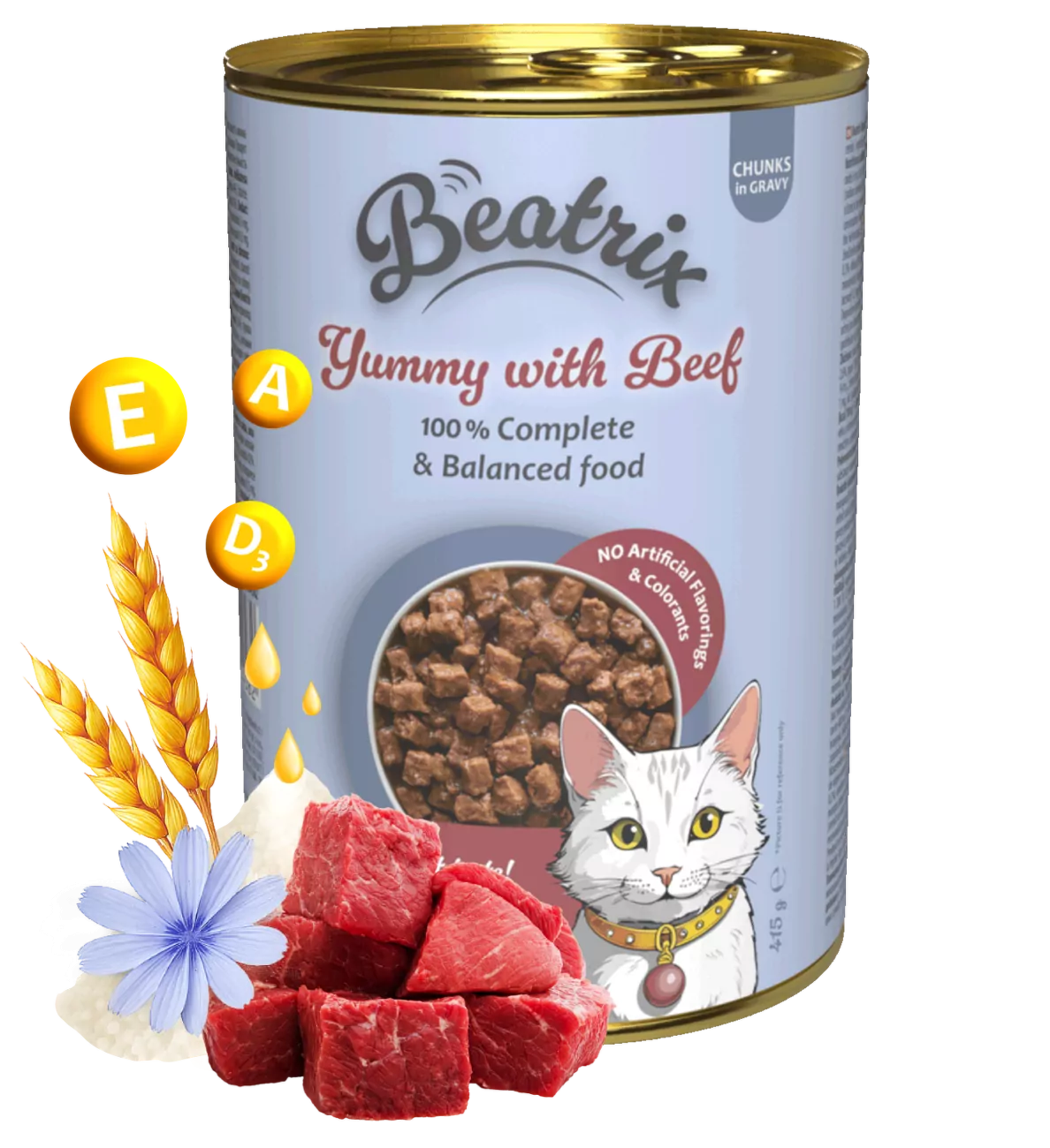 Konzerva Beatrix Adult Cat s hovězím 415g