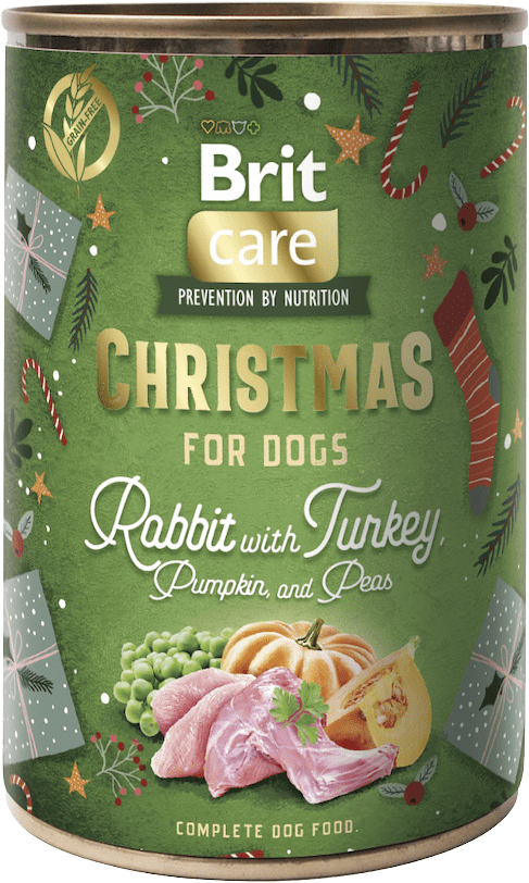 Konzerva Brit Care Dog Christmas králík s dýní, hráškem a petrželí 400g
