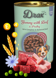Konzerva Drax Adult Dog s hovězím a drůbežím 1240g