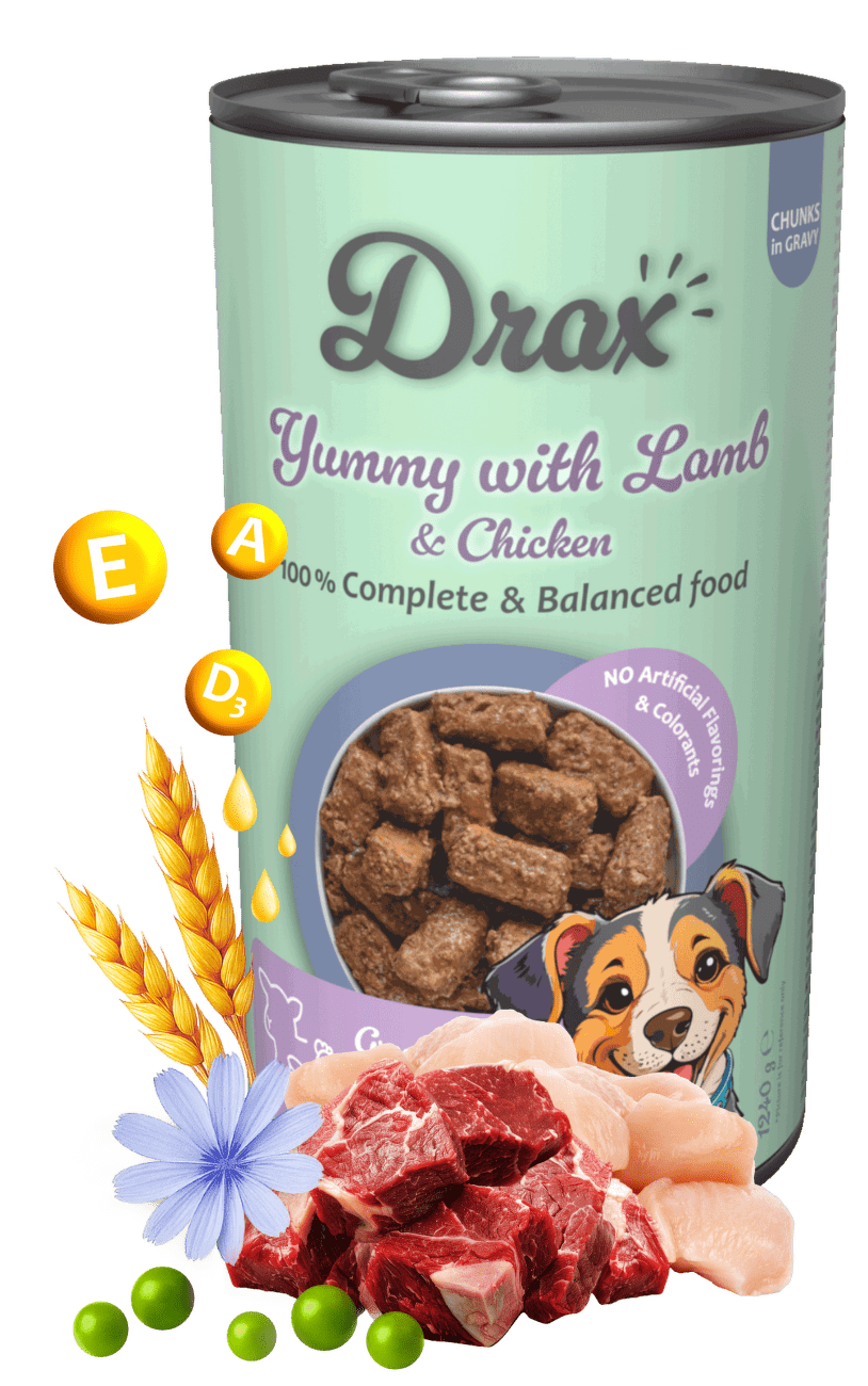 Konzerva Drax Adult Dog s jehněčím a kuřecím 415g