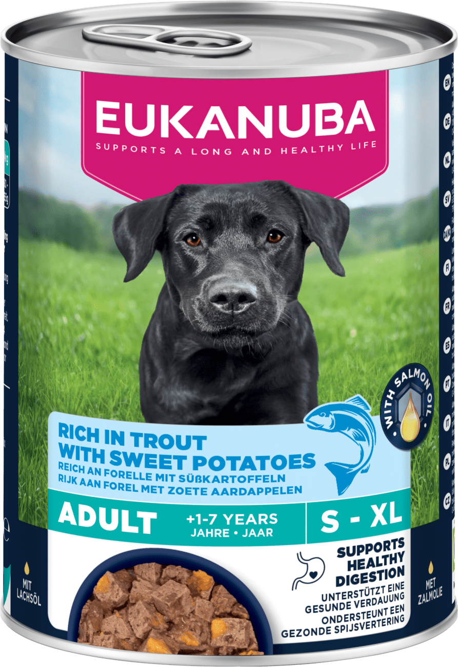 Konzerva Eukanuba Adult pstruh s batáty 400g