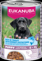 Konzerva Eukanuba Puppy Pstruh s batáty 400g