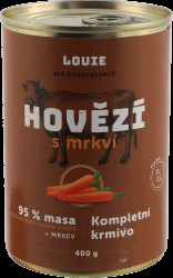 Konzerva Louie hovězí s mrkví, vitamíny a minerály 400g