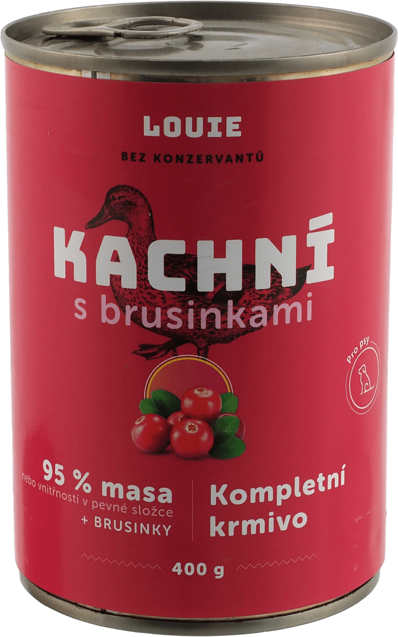 Konzerva Louie kachní s brusinkami, vitamíny a minerály 400g