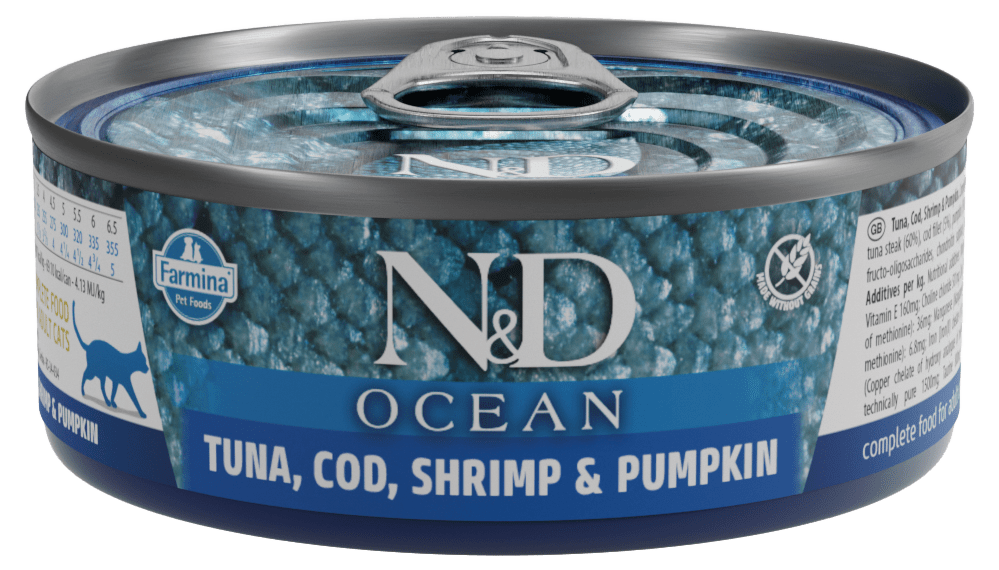 Konzerva N&D Cat Ocean Tuna, Cod, Shrimp & Pumpkin 70g