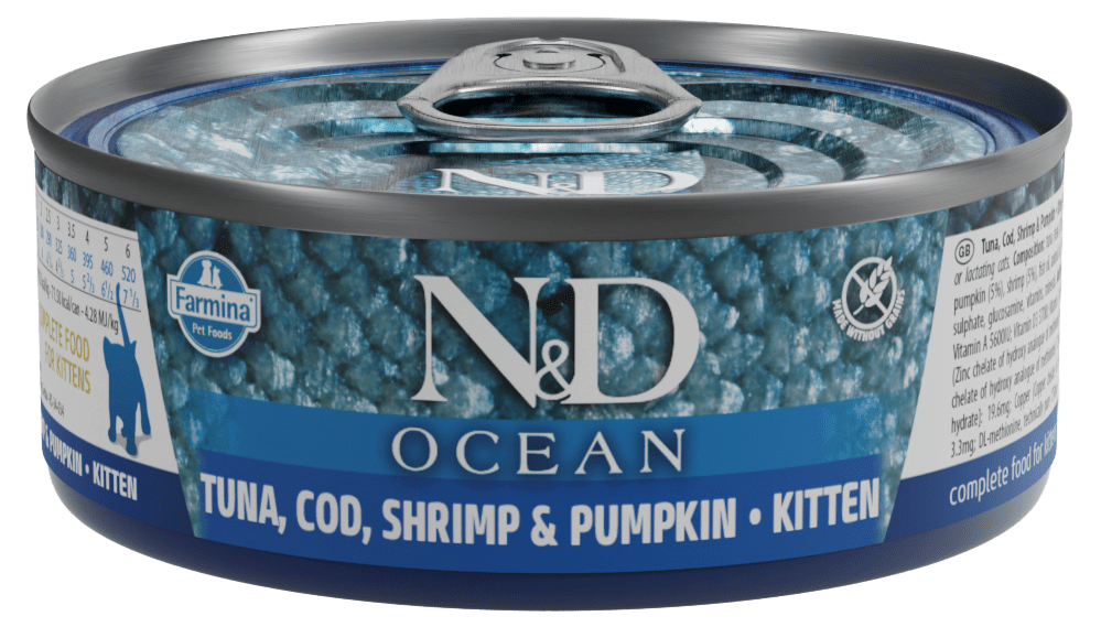 Konzerva N&D Cat Ocean Tuna, Cod, Shrimp & Pumpkin Kitten 70g