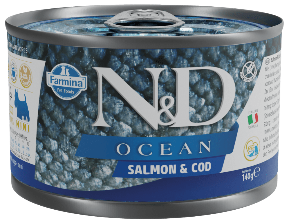 Konzerva N&D Ocean Dog Adult Salmon&Codfish Mini 140g